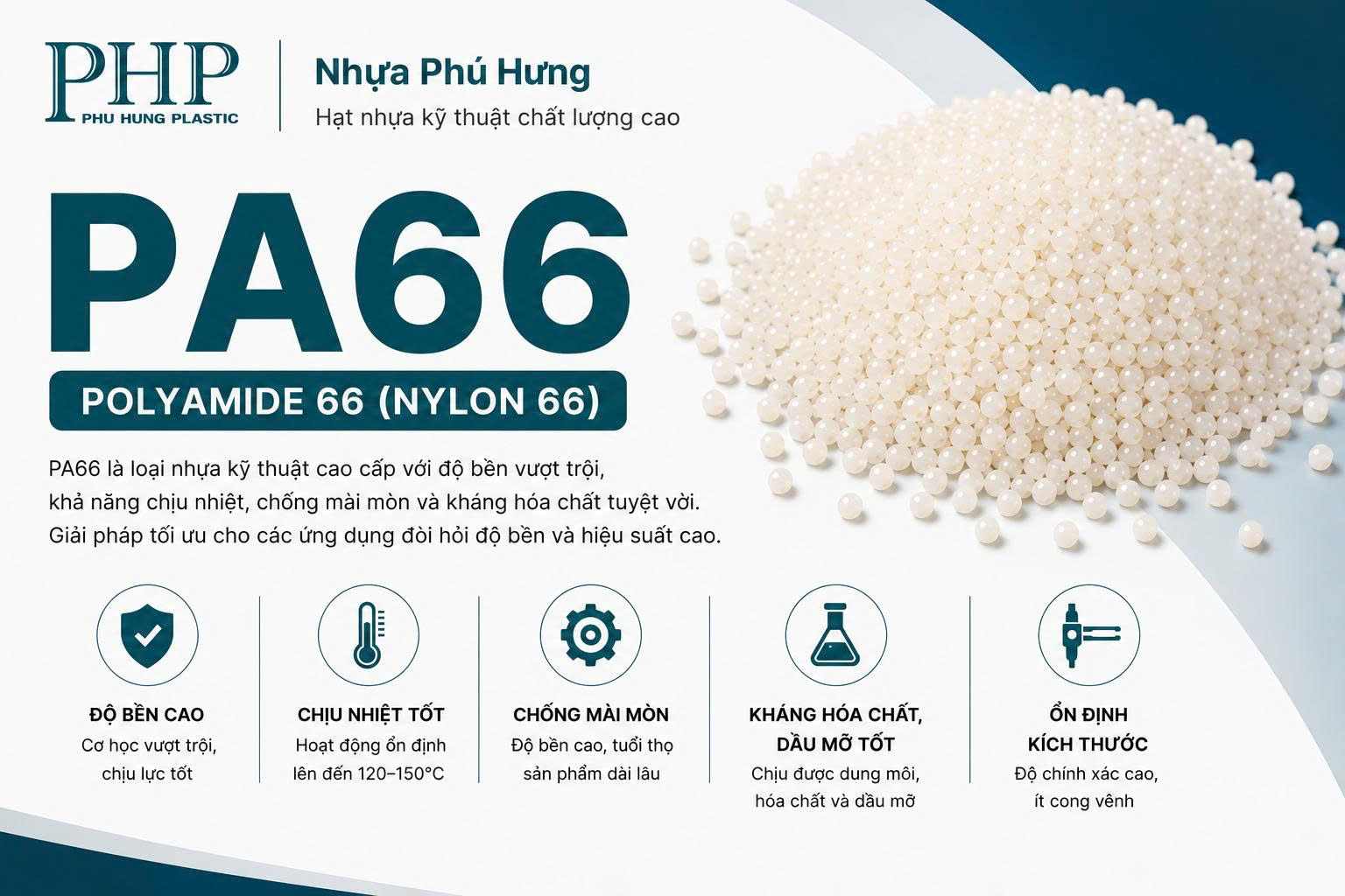 HẠT NHỰA PA66 NGUYÊN SINH(Nylon 66):ĐẶC TÍNH,ỨNG DỤNG VÀ KINH NGHIỆM LỰA CHỌN VẬT LIỆU PHÙ HỢP